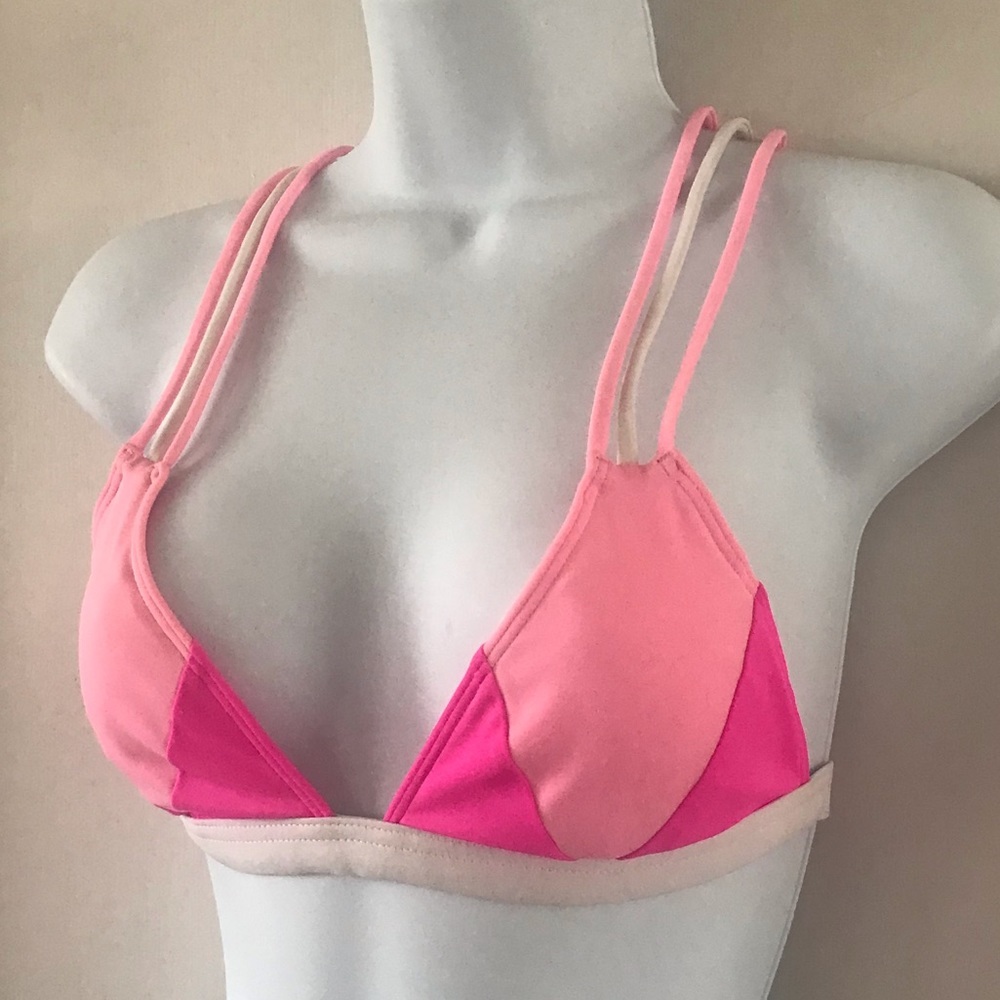 Pink Triangle Color Block Bikini Top - Picture 2 of 6